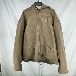 Carhartt Men's Brown J141 MRH Hooded Full Zip Outdoor Jacket Size 4XL